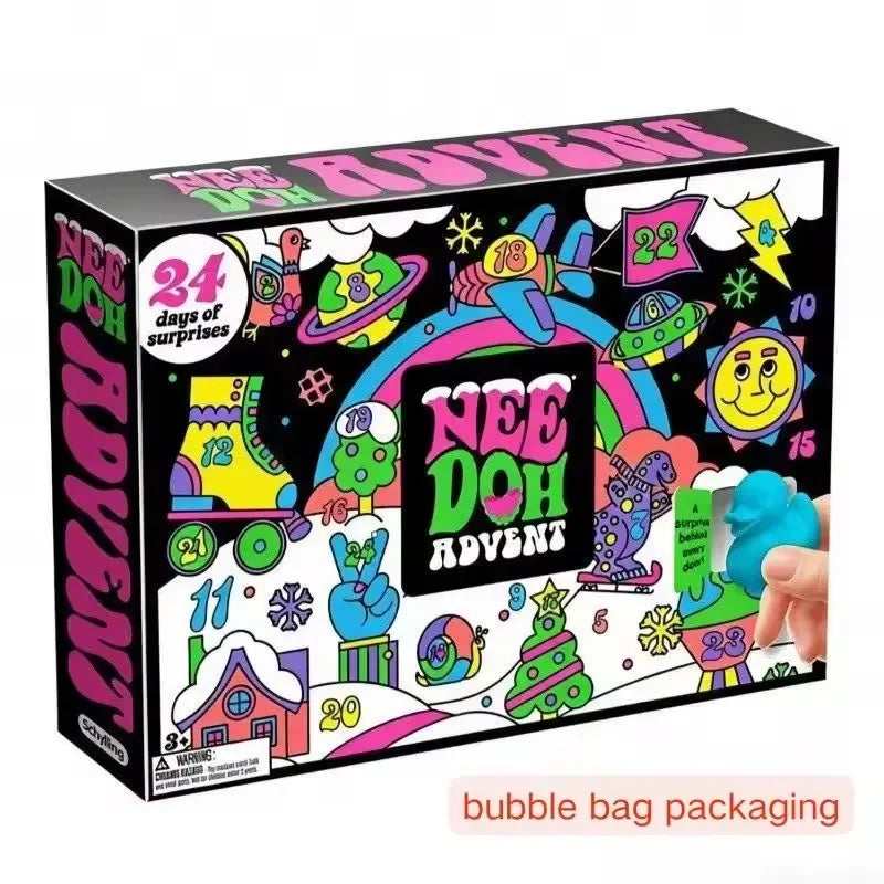 2026 NeeDoh Advent Calendar 3D PVC Fidget Christmas Countdown Calendar Surprise Box Stress Relief Toy New Year Holiday Adult Toy
