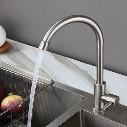 Single cold stainless steel kitchen faucet, sink, vegetable washbasin, rotating faucet