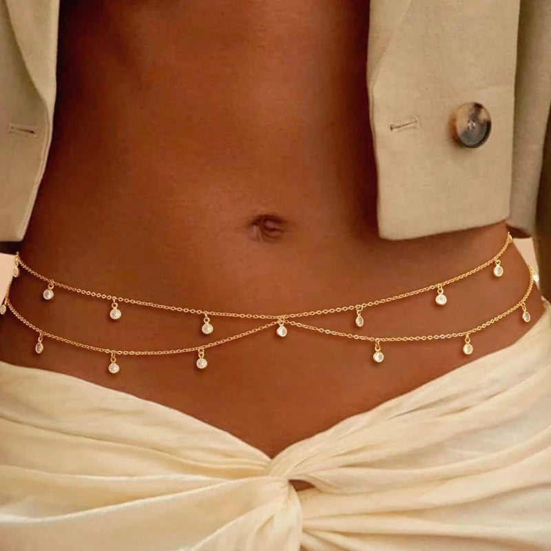 Bohemian Style Multi-Layer Sexy Bikini Set With Tassel, Waist Chain, Belly Button Jewelry, Suitable For Summer Beach, Vacation, Party, Women