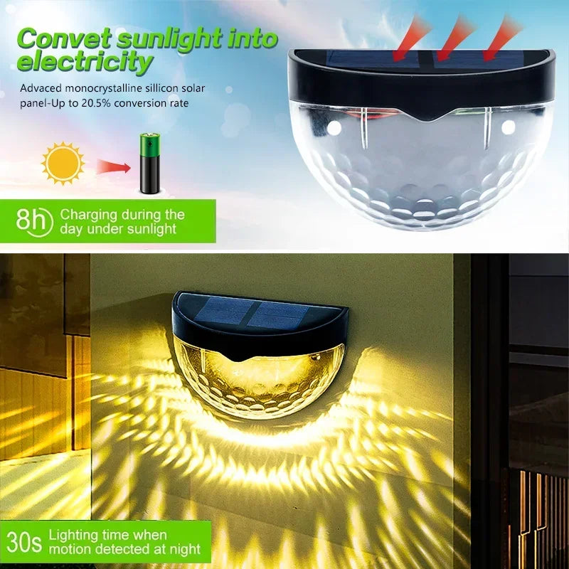 LED Solar Fence Lights Outdoor Waterproof Wall Lights Corrugated Lights for Fence Terrace Garden Path Decorative Lights