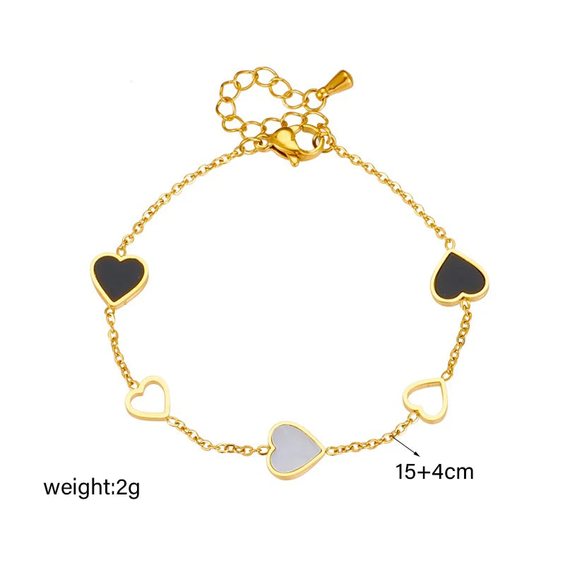 DIEYURO 316L Stainless Steel Heart Love Charm Bracelet for Women Girl New Trend Bangles Non-fading Jewelry Birthday Gift Party