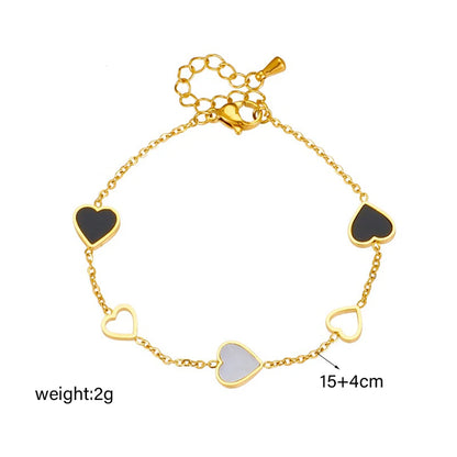 DIEYURO 316L Stainless Steel Heart Love Charm Bracelet for Women Girl New Trend Bangles Non-fading Jewelry Birthday Gift Party