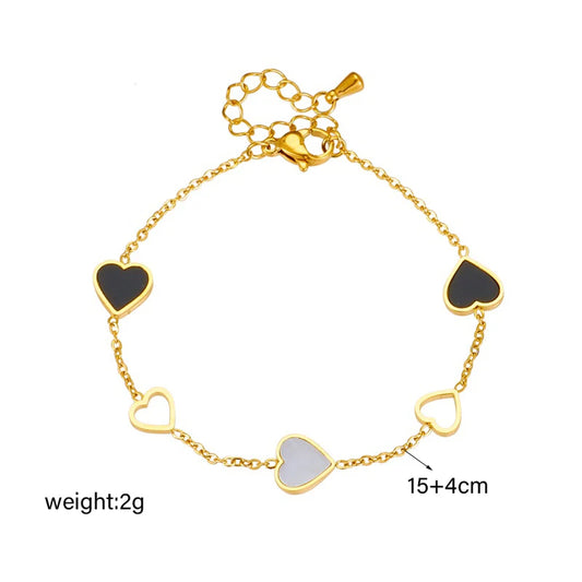 DIEYURO 316L Stainless Steel Heart Love Charm Bracelet for Women Girl New Trend Bangles Non-fading Jewelry Birthday Gift Party