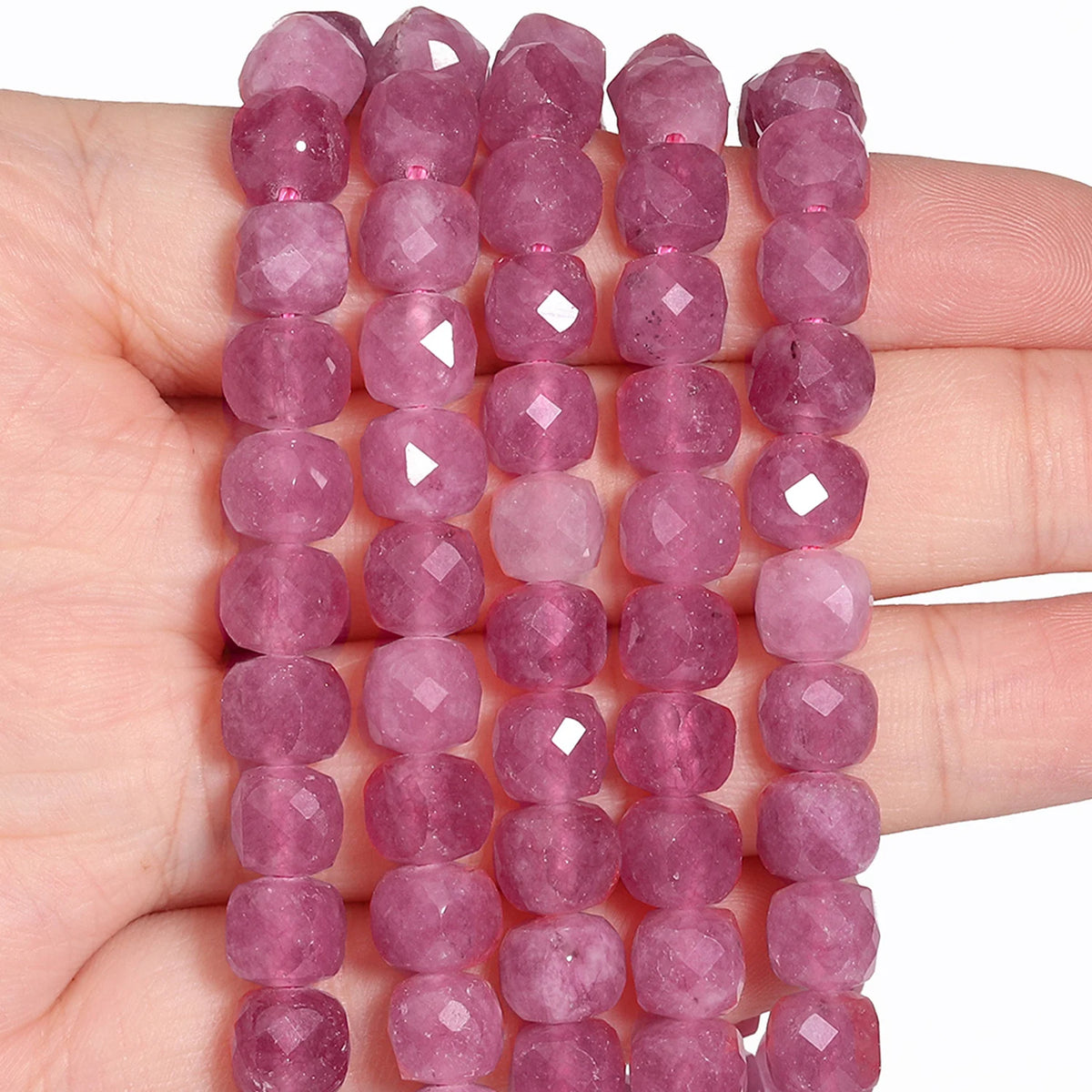 Natural Amethyst Beads 7-8mm Faceted Square Cube Geometric Shape Loose Beads for Jewelry Making Diy Accessories