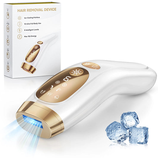 IPL Hair Removal with Ice Cooling Care Function for Women Men Permanent,Unlimited Flashes Painless Epilator IPL Hair Remover