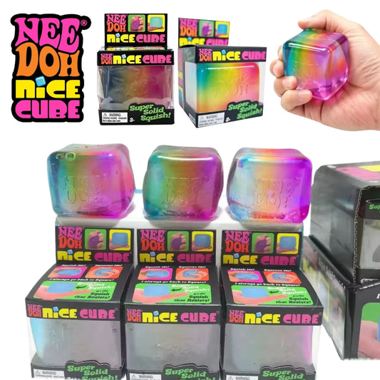 High Quality NeeDoh Rainbow Color Cube Squishy Sensory Fidget Toy Fingertip Release Stress Relief Surprise Blind Box Decor Gift