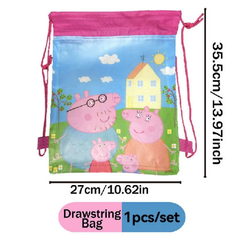 Peppa Pig Theme Party Supplies Tableware Cup Plate Straw Napkins Spiral Honeycomb Paper boxe Background Girls Birthday Decorate