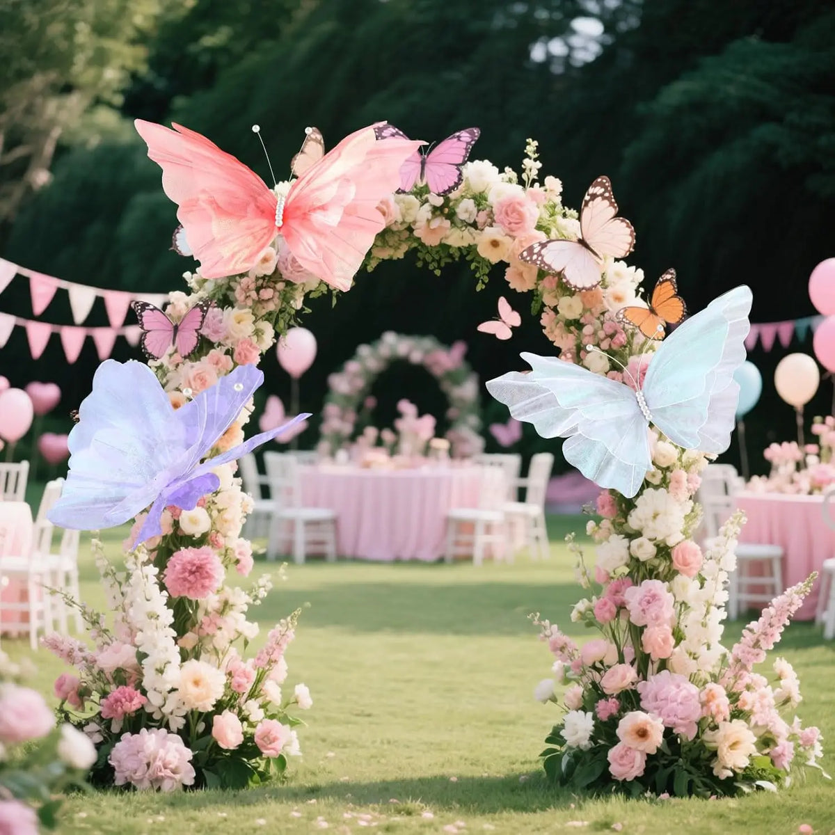 50cm Simulation Butterfly 3D Outdoor Shopping Mall Wedding Festival Decoration Hollow Large Hanging Gauze Big Fake Butterfly