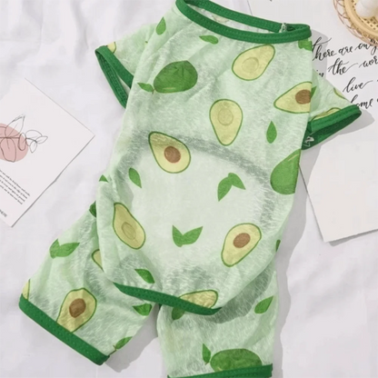 Cartoon Print Cat Cooling Jumpsuit Ultra-thin Breathable Mesh Dog Sunscreen Clothes Sun Protection Summer Cat Clothes