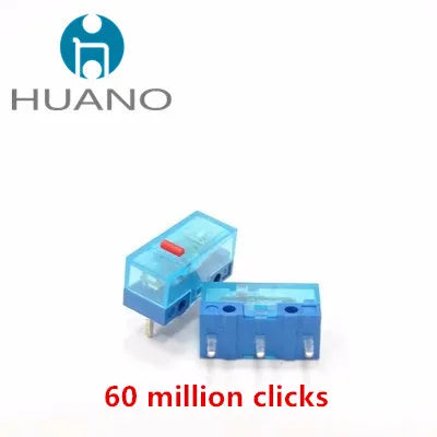 2Pcs New product HUANO Black Blue Transparent Shell Mute Mouse Micro Switch 10M 30M 60M 80M 100 million Mouse maintenance button