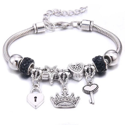 2025 New Charm Bracelet & Bangles Jewelry white butterfly Crown Beads Bracelets Brands Bracelets Fit Women Girl Gift