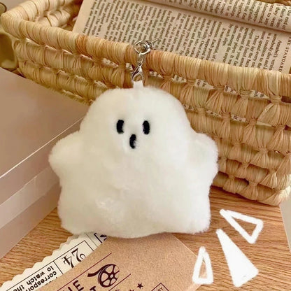 Cute White Mini Ghost Plush Keychain, Soft Fluffy Ghost Bag Charm Pendant for Halloween Cosplay Daily Backpack Decor Gift Accessories