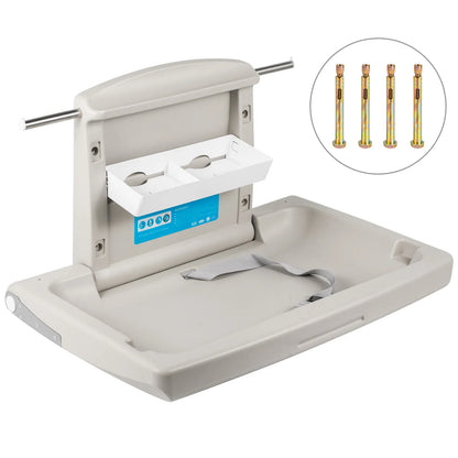 SucceBuy Baby Changing Station Commercial Wall Mount Baby Diaper Changing Table Fold Down Vertical Restroom Baby Changing Table