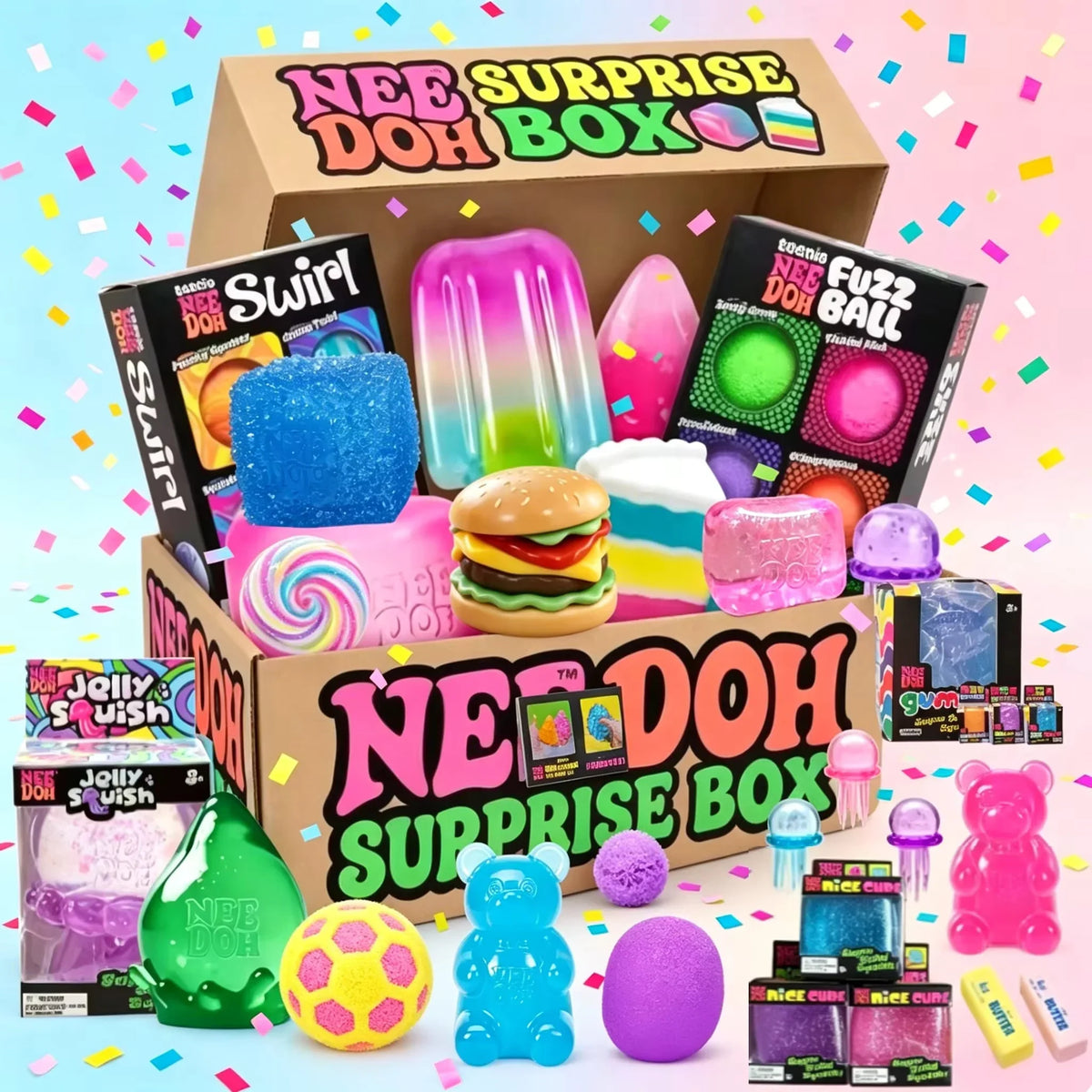 100+ Pieces NEEDOH Squishy Figures Blind Box Surprise Toys Slow Rising Soft Fidget Toys Featuring Giant Gorilla Moai Head P