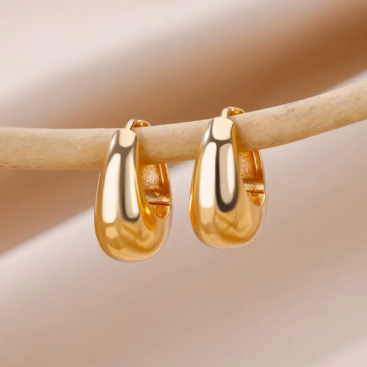 Vintage Stainless Steel Earrings for Women Minimalist Gold Color Earring Trendy Designer Jewelry Accessories Free Gift Aretes