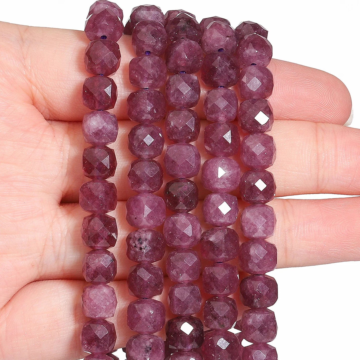 Natural Amethyst Beads 7-8mm Faceted Square Cube Geometric Shape Loose Beads for Jewelry Making Diy Accessories