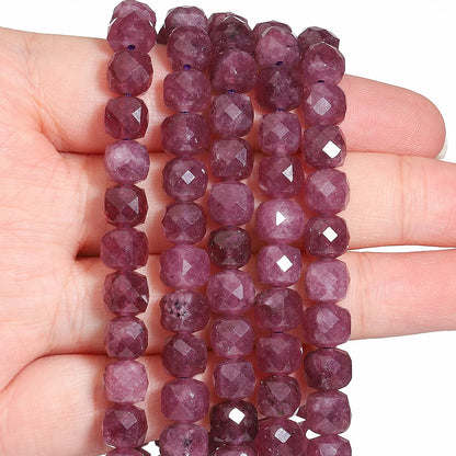 Natural Amethyst Beads 7-8mm Faceted Square Cube Geometric Shape Loose Beads for Jewelry Making Diy Accessories