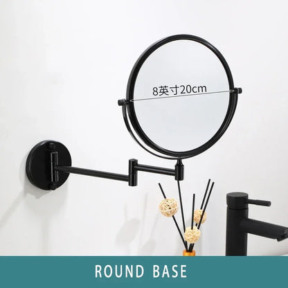 Dressing Mirror Wall Mounted 8 Inch Magnifying Two-sides Mirror Space Aluminum Black  Makeup Mirror Cosmetic Lady Gift