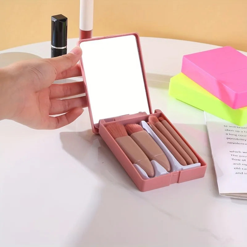 5Pcs Dusty Rose Pink Makeup Brush Set Soft Bristle Foundation Blush Eyeshadow Multi Function Tool Women Daily Valentine Gift Beauty Accessory