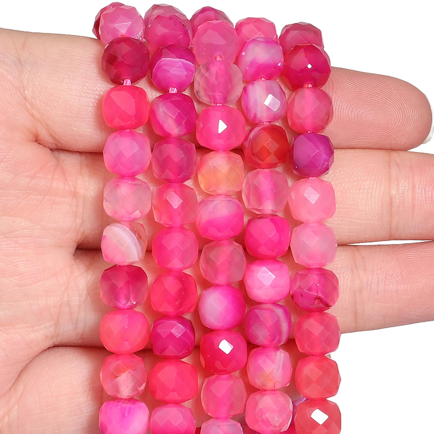 Natural Amethyst Beads 7-8mm Faceted Square Cube Geometric Shape Loose Beads for Jewelry Making Diy Accessories