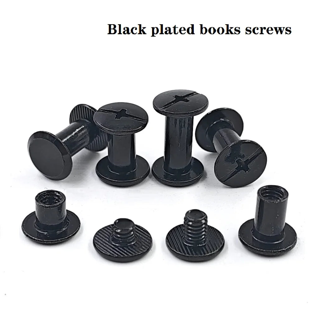 50sets M5*4/5/6/8/10/12/15/18/20/25/30 Black Plated Account Books Screw , Snap Rivet Chicago Screws, Book Butt Binding Nails