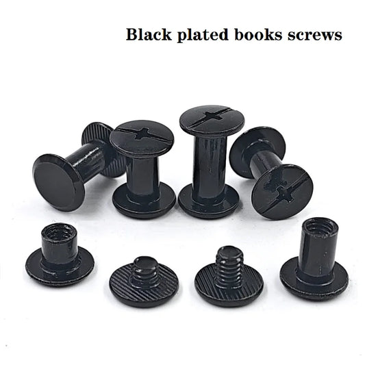 50sets M5*4/5/6/8/10/12/15/18/20/25/30 Black Plated Account Books Screw , Snap Rivet Chicago Screws, Book Butt Binding Nails