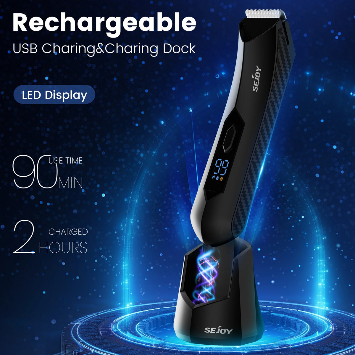 Sejoy Shaver for Men Ball Trimmer for Groin Pubic Grooming Body Hair Trimmer Replaceable Ceramic Blade Heads Electric Razor
