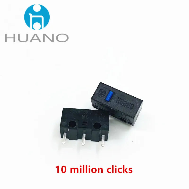 2Pcs New product HUANO Black Blue Transparent Shell Mute Mouse Micro Switch 10M 30M 60M 80M 100 million Mouse maintenance button
