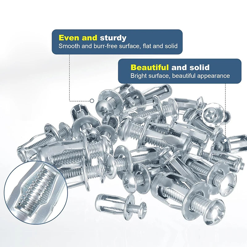 32-90PCS Jack Nuts Petal Nuts, Expansion Screw Petal Nut, Thins Fixings Dowels with Screws for Tin, Billboard, Cardboard.