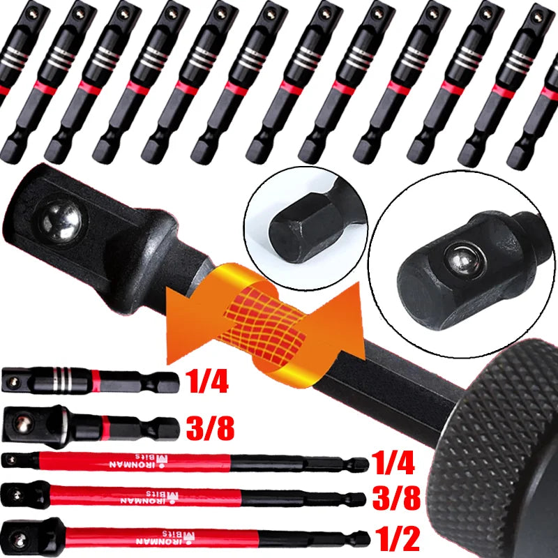 Impact Socket Adapter Set Converts 1/4" 3/8" 1/2" Drive Bits Extension Bit Square Tip Power Tools High Torque Impact Wrench