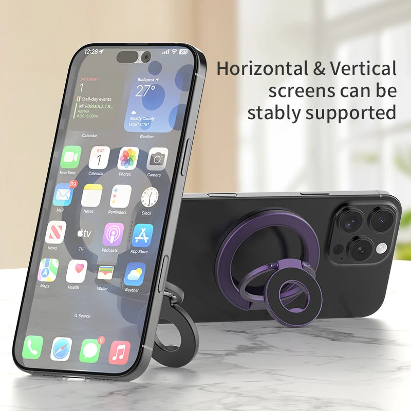 For MagSafe Double Sided Magnetic Phone Ring Holder Portable Folding Cellphone Stand Accessory Grip Bracket Support For iPhone