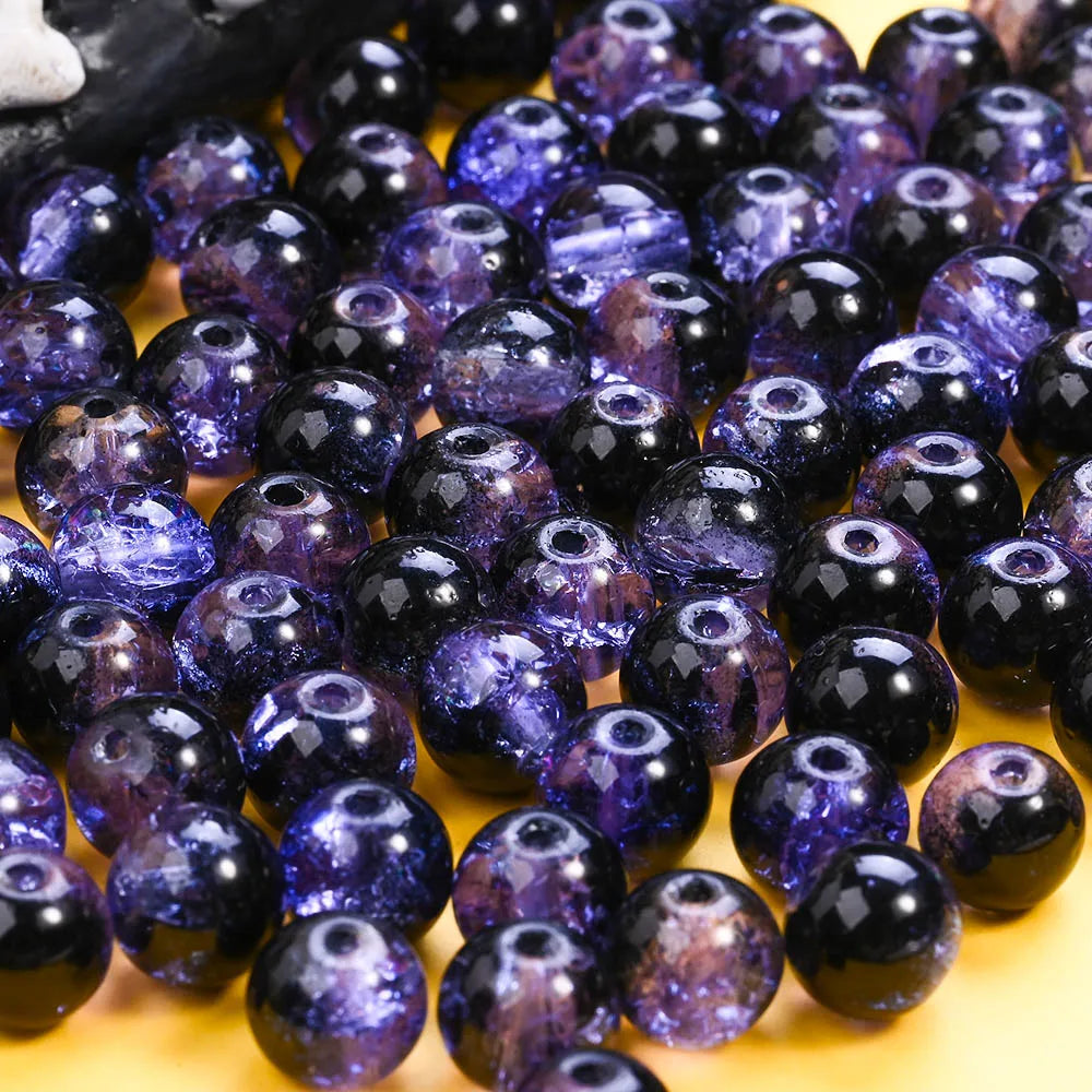 100pcs 8mm Christmas Crystal Glass Crack Beads Red and Green Gradient Spacer Beads for DIY Bracelet Necklace Jewelry Making