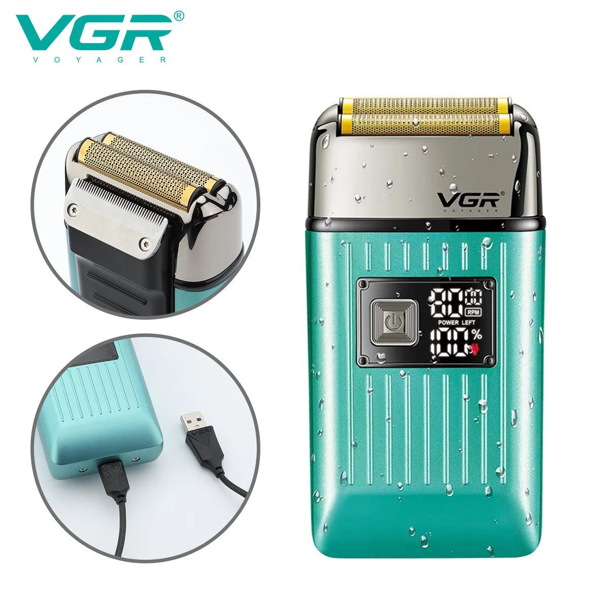 VGR Men's Razor IPX6 Body Wash Professional Intelligent Digital Display Multi-Functional Shaving Sculpting Hair Trimmer V-357