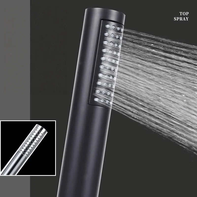 Hand-held Shower Head Plastic Black Bathroom Rainfall Shower Nozzle Aerator High Pressure handheld Shower Head for Bathroom
