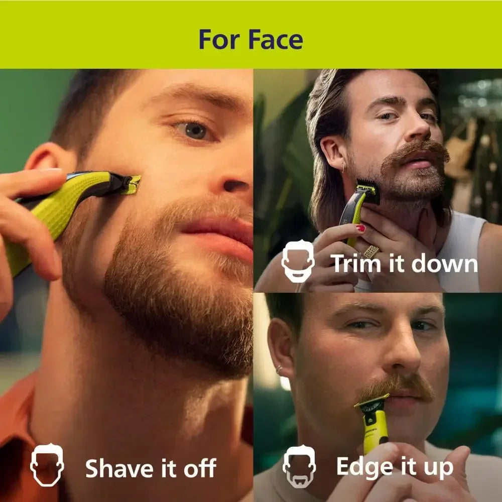 360 Face Hybrid Electric Beard Trimmer Shaver 5-in-1 Face Stubble Comb Mens Grooming Kit for Beard Face Nose Ear Hair Trimmer