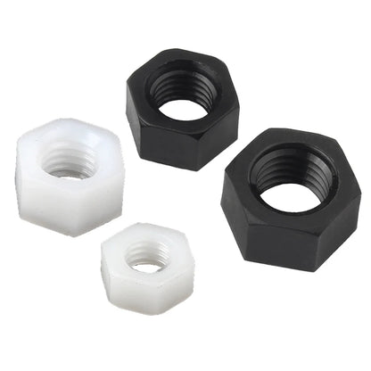 5-50pcs M2 M2.5 M3 M4 M5 M6 M8 M10 M12 M14 M16 M18 M20 White Or Black Plastic Nylon Hex Hexagon Nut DIN934