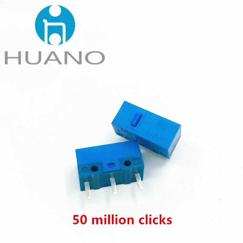 2Pcs New product HUANO Black Blue Transparent Shell Mute Mouse Micro Switch 10M 30M 60M 80M 100 million Mouse maintenance button