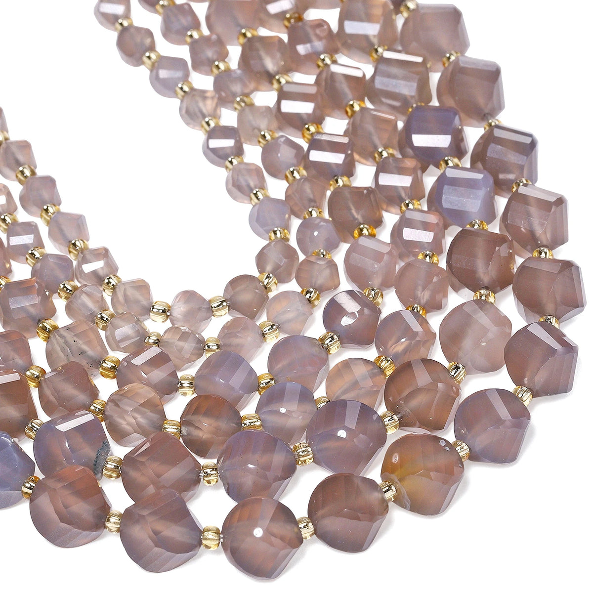 Natural Coffee Stripe Agate Stone Beads 6-10mm Faceted Twist Shape Beads Loose Spacer Beads for Jewelry Making Diy Accessories