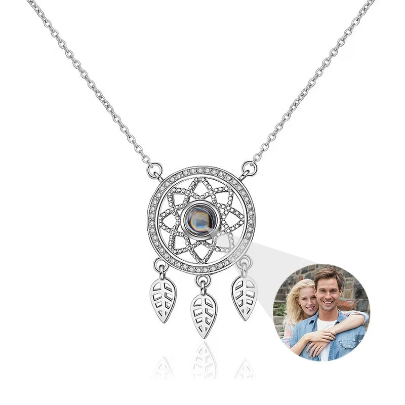 Custom Photo Necklace Projection Necklace with Picture I Love You 100 Languages Personalized Necklace Jewelry Gifts for Women