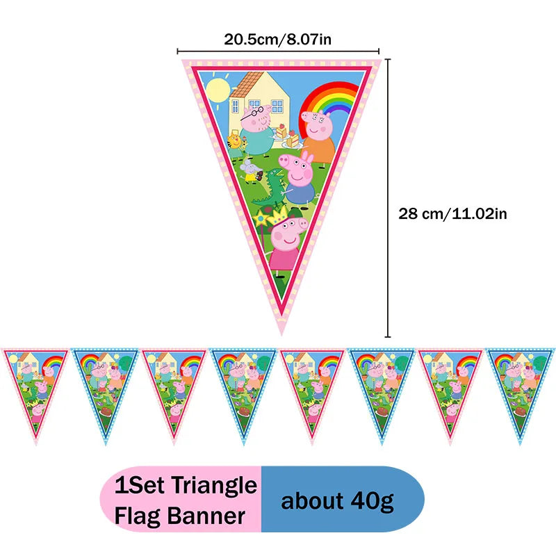 Peppa Pig Theme Party Supplies Tableware Cup Plate Straw Napkins Spiral Honeycomb Paper boxe Background Girls Birthday Decorate