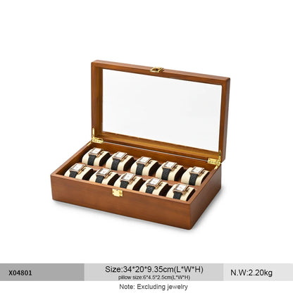 Oirlv 10 Grids Watch Box Wooden Jewelry Box Watch Organizer Case Men Women Mechanical Watchs Storage Case Wristwatch Display Box