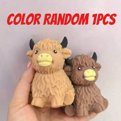 Popular New Products Scottish Highland Cow Stress Relief Toy Slow Bounce Sensory Soft Toy Cheese Squeezing Stress Relief Gift