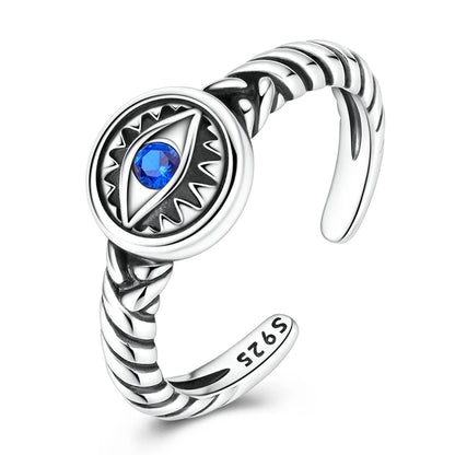 MULA 925 Sterling Silver Rings Retro Sun Moon Stars Adjustable Open Ring For Women Man Wedding Band Party Fashion Jewelry Gift