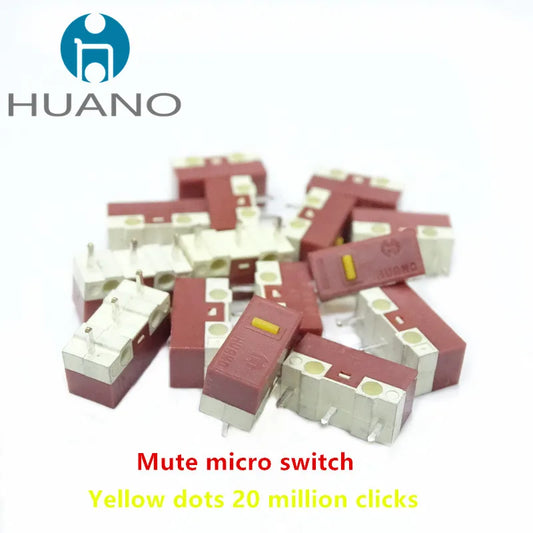 10Pcs HUANO Silent Micro Switch red dot 3million/white dot 10million/yellow dot 20million times click mouse mute button switches