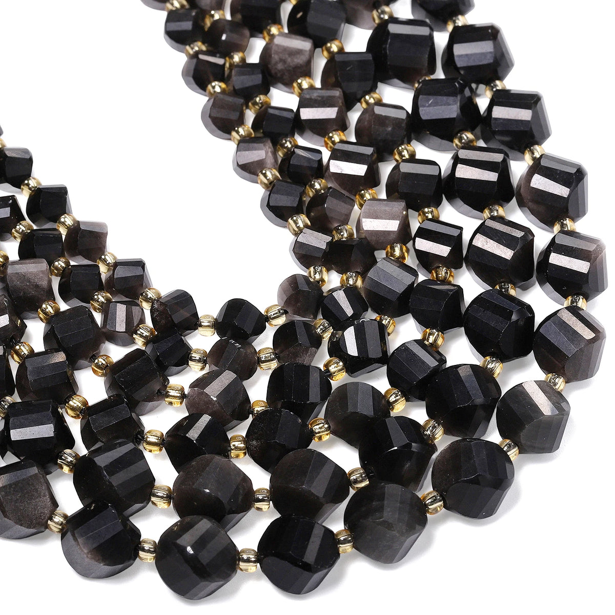 Natural Coffee Stripe Agate Stone Beads 6-10mm Faceted Twist Shape Beads Loose Spacer Beads for Jewelry Making Diy Accessories