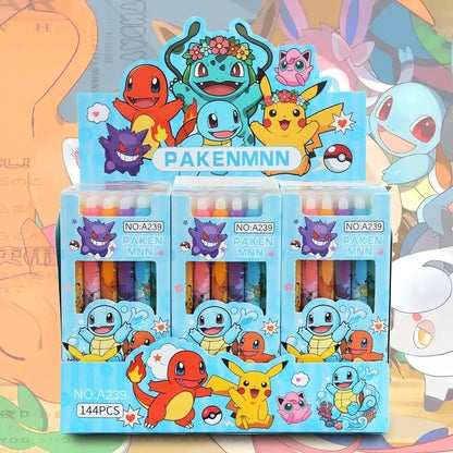 Random 6/12/24pcs Pokemon 0.5mm Blue Ink Erasable Neutral Pens Cute Student School Supplies Cartoon Stationery Rubbable Pen