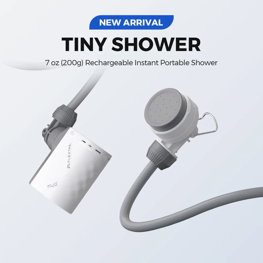 FLEXTAIL Portable Shower Pump, IPX7 Waterproof Pump Head and Hose Set, Rechargeable Water Pump for Camping, Outdoor Shower