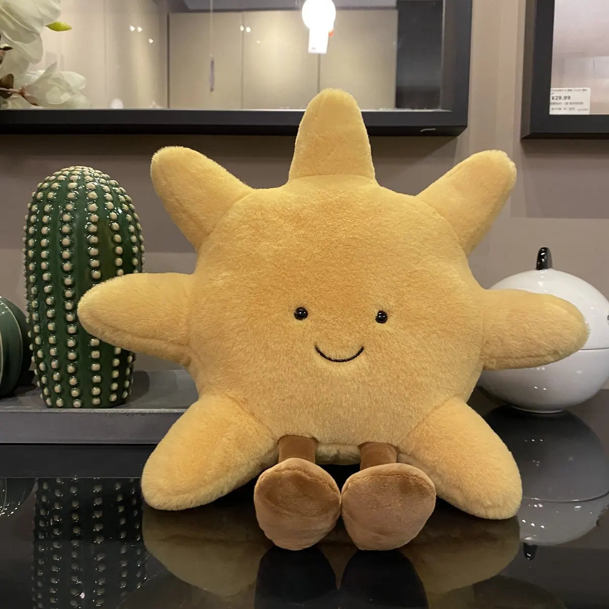 Deer INS Moon And Sun Plush Doll Stuffed Cartoon Cuddly Kawaii Sky Pillow with Legs Sitting Decor Pillow For Bedroom Sofa Chair