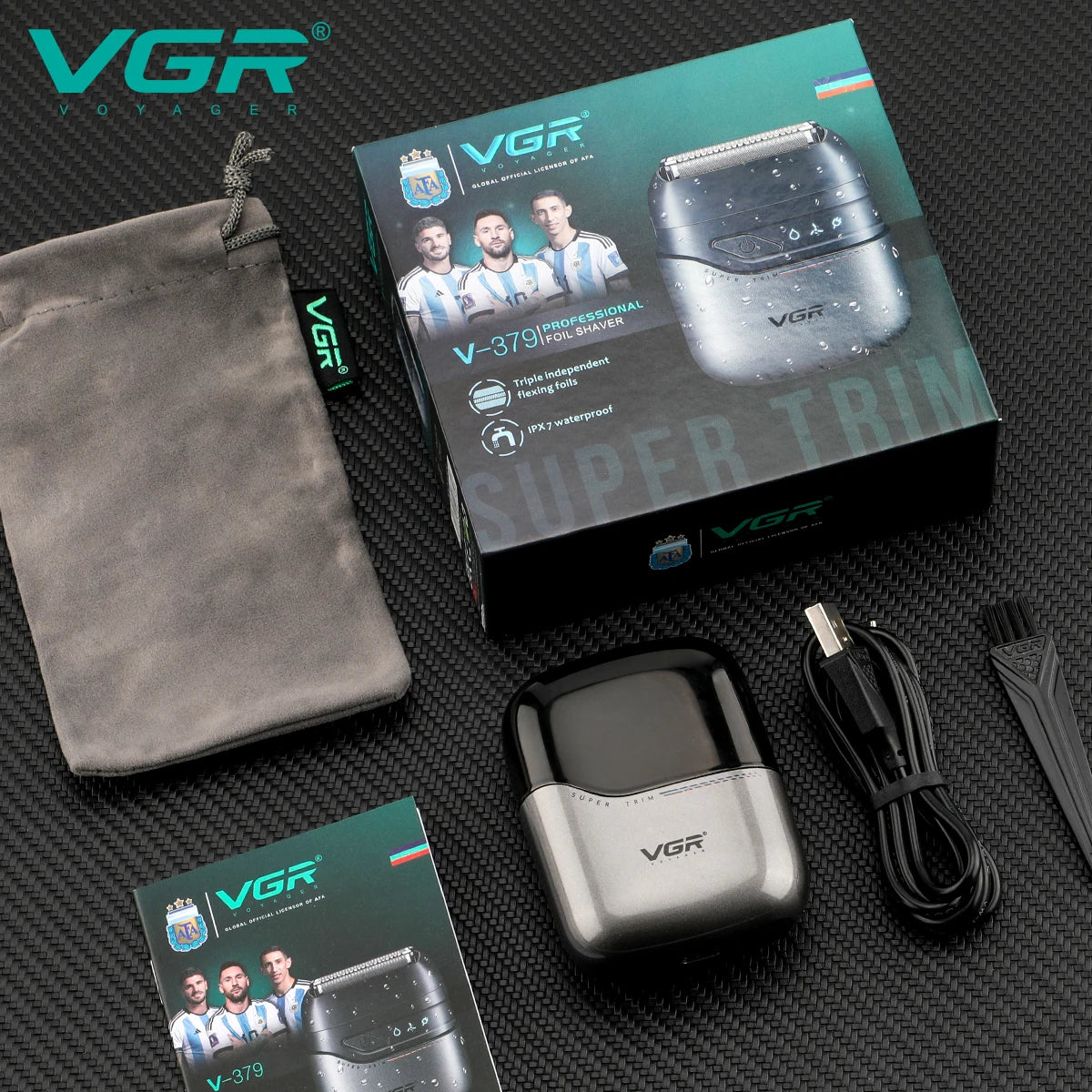 VGR Mini Double Head Shaver, Reciprocating Head, Men's Shaver, Apply to Face, Scrape White Hair, Cleaning and Trimmer V-379