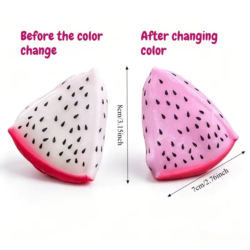 Simulated Color-changing Dragon Fruit Squishy Toy Fruit Anti-stress Squeeze Ball Decompression Toy for Sensory Autism&Party Gift